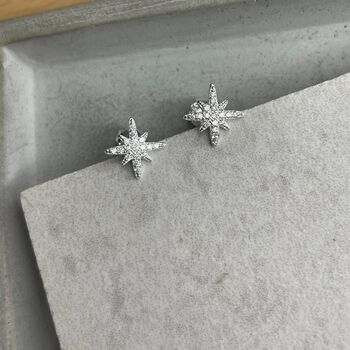 Sterling Silver North Star Studs, 2 of 9