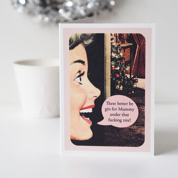 Funny, Rude, Gin For Mummy Retro Christmas Card, 3 of 4