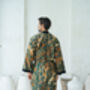 Green Men's Full Length Batik Kimono Robe, thumbnail 4 of 6