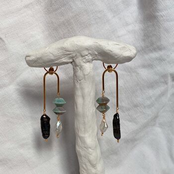 Freshwater Pearls And Agate Arch Earrings, 3 of 7