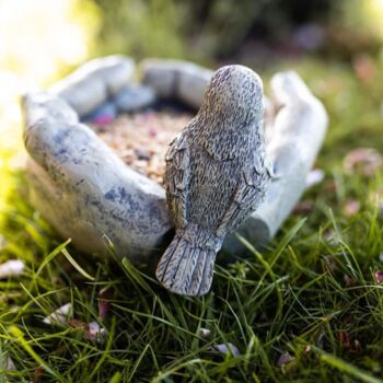 Garden Bird Feeder Decorative Stone Bath Novelty Hands, 5 of 10