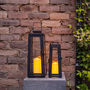 Set Of Two Black Metal Solar Candle Lanterns, thumbnail 1 of 5