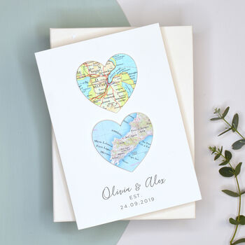 Custom Map Hearts Valentines Card, 6 of 6