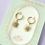 Sun Face Hoop Earrings, thumbnail 2 of 6
