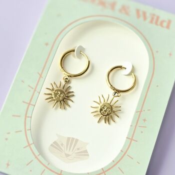 Sun Face Hoop Earrings, 2 of 6