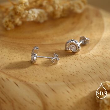 Sterling Silver Ammonite Shell Stud Earrings, 2 of 12