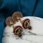 White Intricate Peacock Colourful Asian Bridal Jhumkis, thumbnail 3 of 7