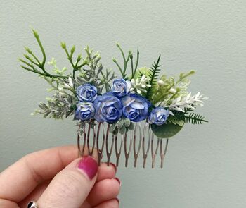 Blue And White Flower Hair Comb, 3 of 3