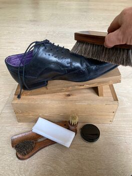 Luxury Wooden Shoe Shine Box Set – Boot Cleaning Kit, 4 of 6