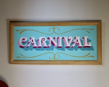'Carnival' Gold Leaf Typography Wall Art Sign, 4 of 8