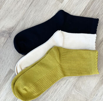 Pack Of Three Frilled Cuff Solesmith Socks, 5 of 10