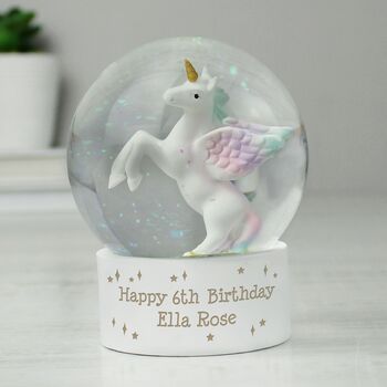 Personalised Unicorn Glitter Snow Globe, 2 of 3