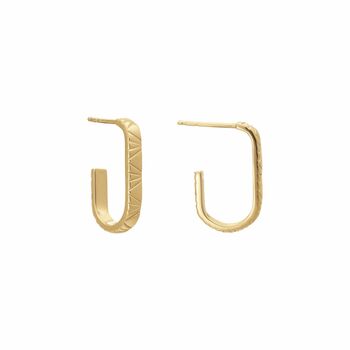 Medium Deco Gold Oval Hoop Earrings, 2 of 5