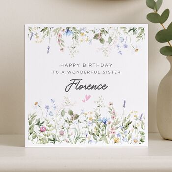 Wildflower Birthday Card Personalised For Sister, 7 of 8