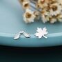 Mismatched Maple Seed And Maple Leaf Stud Earrings In Sterling Silver, thumbnail 1 of 12