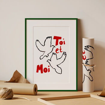 Toi Et Moi Hand Painted Dove Print, 4 of 5