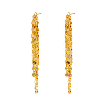 Disco Drop Chain Earrings In Silver Of Gold Plate, 3 of 6