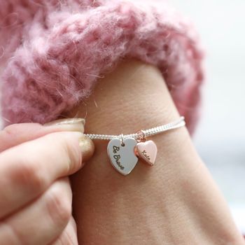 Personalised Double Heart Charm Bracelet, 8 of 10