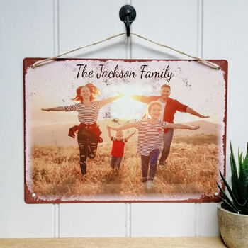 Personalised Family Photo Vintage Metal Sign, 8 of 10