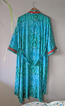 Emerald Long Kimono Dressing Gown | Organic Bamboo Robe, 9 of 9