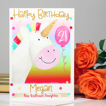 Personalised Unicorn Rainbow Birthday Card, 5 of 8