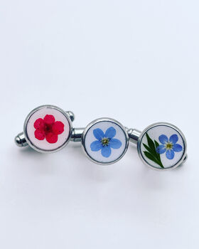 Cufflinks Real Flowers Hand Made White 10mm, 4 of 10