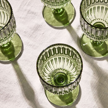 Palermo Set Of Four Green Ribbed Wine Glasses, 5 of 6