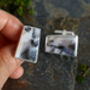 Dendritic Agate Cufflinks In Solid Silver, thumbnail 3 of 4