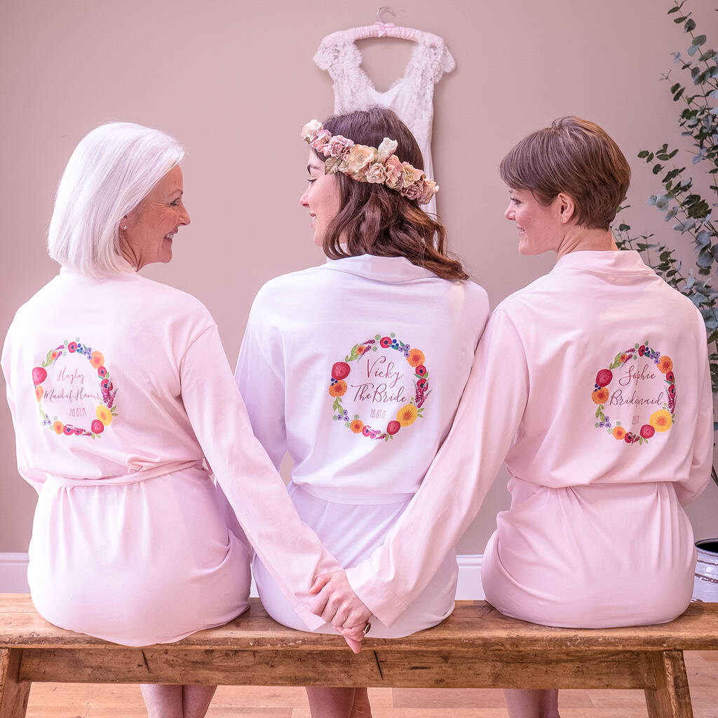 Personalised Floral Wedding Flower Girl Dressing Gown By Sparks And