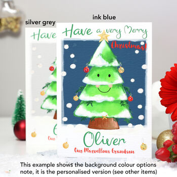 Personalised Festive Tree Family Christmas Card, 6 of 7