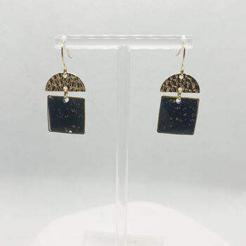 Square Shape Navy And Gold Foil Drop Earrings, 7 of 9