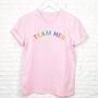 Team Hen Rainbow Organic T Shirt, thumbnail 1 of 2