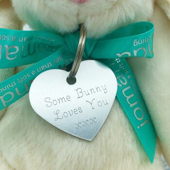 Small Cream Bunny With 'Some Bunny Loves You' Keyring, 2 of 2