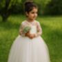Cynthia In Ivory White Flower Girl Or Communion Dress, thumbnail 3 of 7