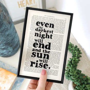 Les Misérables 'Sun Will Rise' Inspirational Book Print, 2 of 5