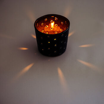 Handmade Navy Blue Ceramic Candle Lantern Tealight Holder, 3 of 3