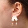 White Porcelain Scallop Edge Arch Pearl Earrings, thumbnail 1 of 3