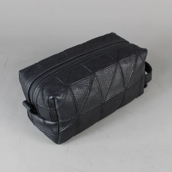 Black Salvaged Leather Cosmetics Bag, 4 of 7