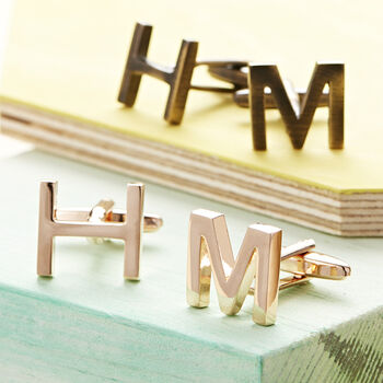 Personalised Rose Gold Initial Letter Cufflinks, 4 of 9