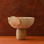 Hand Carved Travertine Bowl With Coral Shell Accent, thumbnail 1 of 2