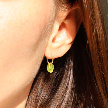 9ct Gold Natural Peridot Hoops, 2 of 4