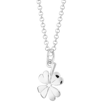 Four Leaf Clover Necklace, Sterling Silver, Gold Plated, 9 of 10