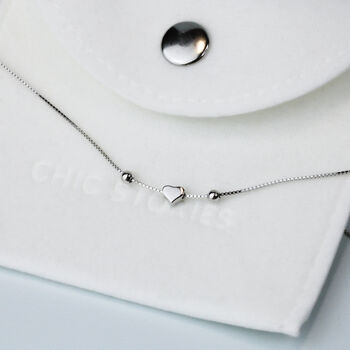 Sterling Silver Tiny Heart Bead Bracelet, 5 of 5
