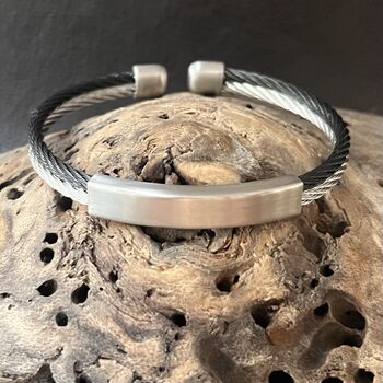 Titanium Double Banded Steel Bracelet | Men's Gift, 5 of 6