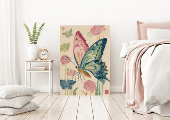 Japanese Pink Butterfly Art Print, 2 of 4