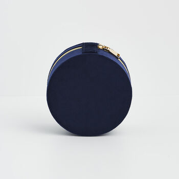Navy Butterfly Velvet Embroidered Circle Jewellery Box, 5 of 6