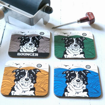 Personalised Dog Lover Coaster Gift In Linocut Style, 3 of 12