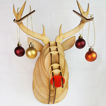 Wooden Christmas Stag Head / Rudolph, 2 of 7