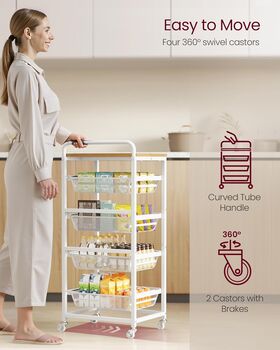 Multi Tier Storage Trolley Pull Out Basket Shelf, 5 of 7