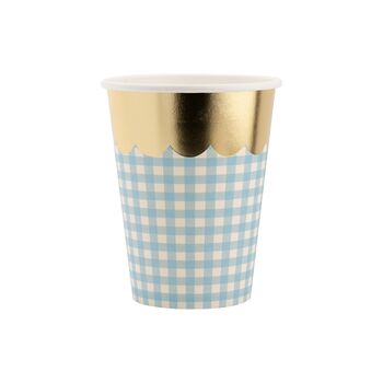 Gingham Party Cups With Gold Scallop Pack Of Eight, 5 of 5